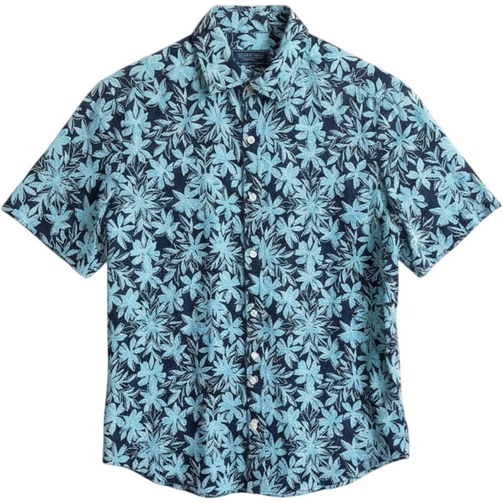Vineyard Vines 100% Linen Hawaiian Floral Short Sleeve Button Shirt Mens Medium